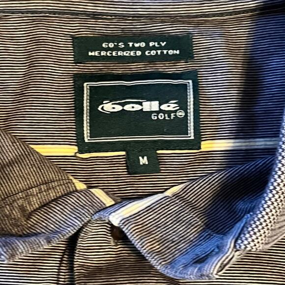 Bolle Black/Tan Striped Men's Golf Polo.  Size Medium - Picture 3 of 6
